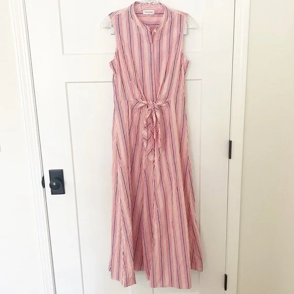 Calvin Klein | Dresses | Calvin Klein Multi Striped Maxi Shirt Dress Size 6  | Poshmark